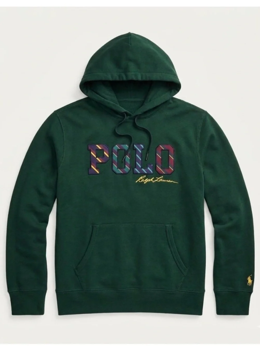 NWOT Polo Ralph Lauren Men’s Hoodie Patches Logo Front Green